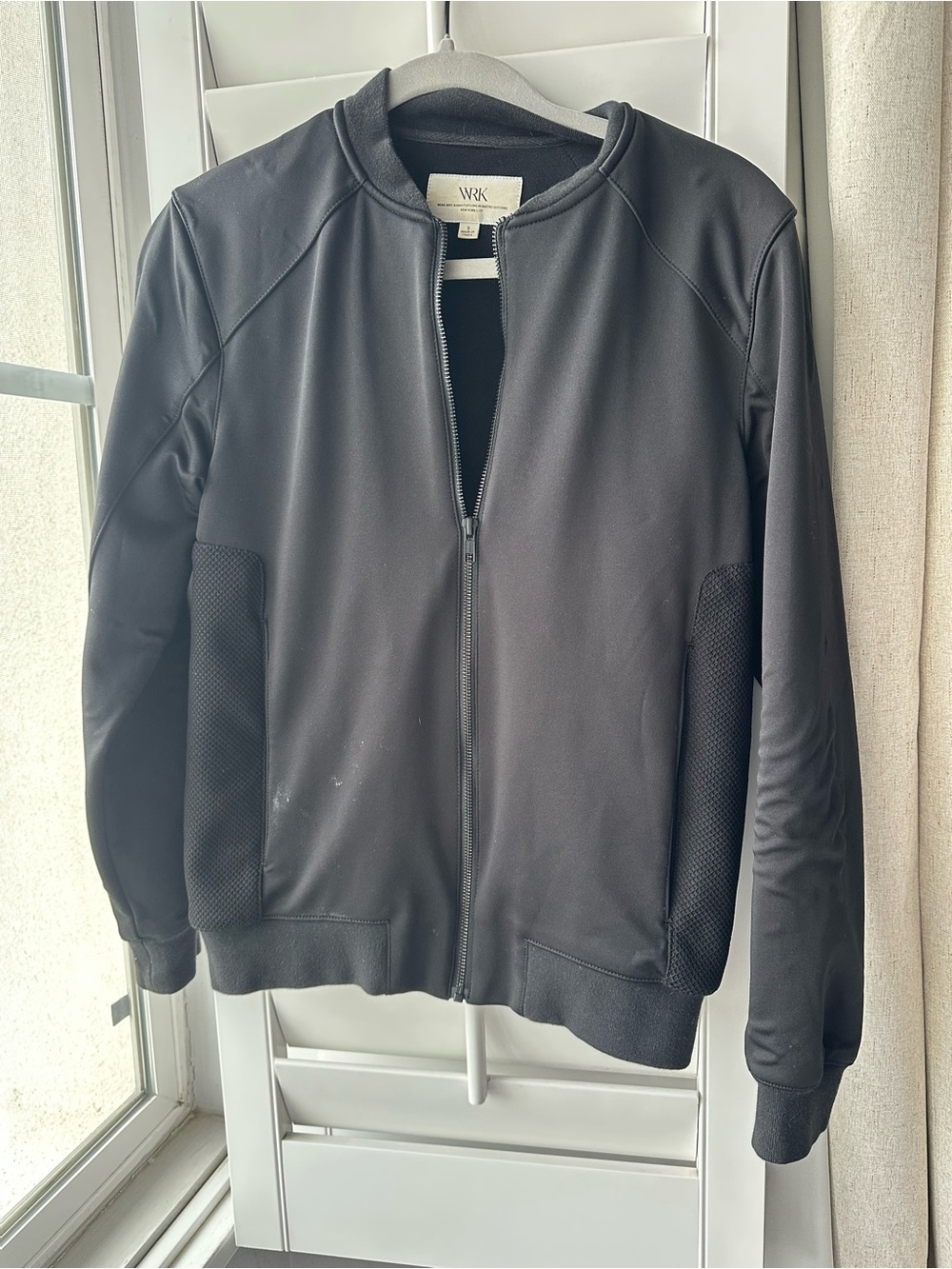 WRK Black Bomber Jacket - Men's Zip Front Varsity